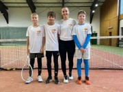 Davis Cup /tým Jižních Čech/ - zleva Kavřík Šimon (LTC), Krejsa Daniel, trenérka Simona Brožová a Hofman Pavel (LTC)